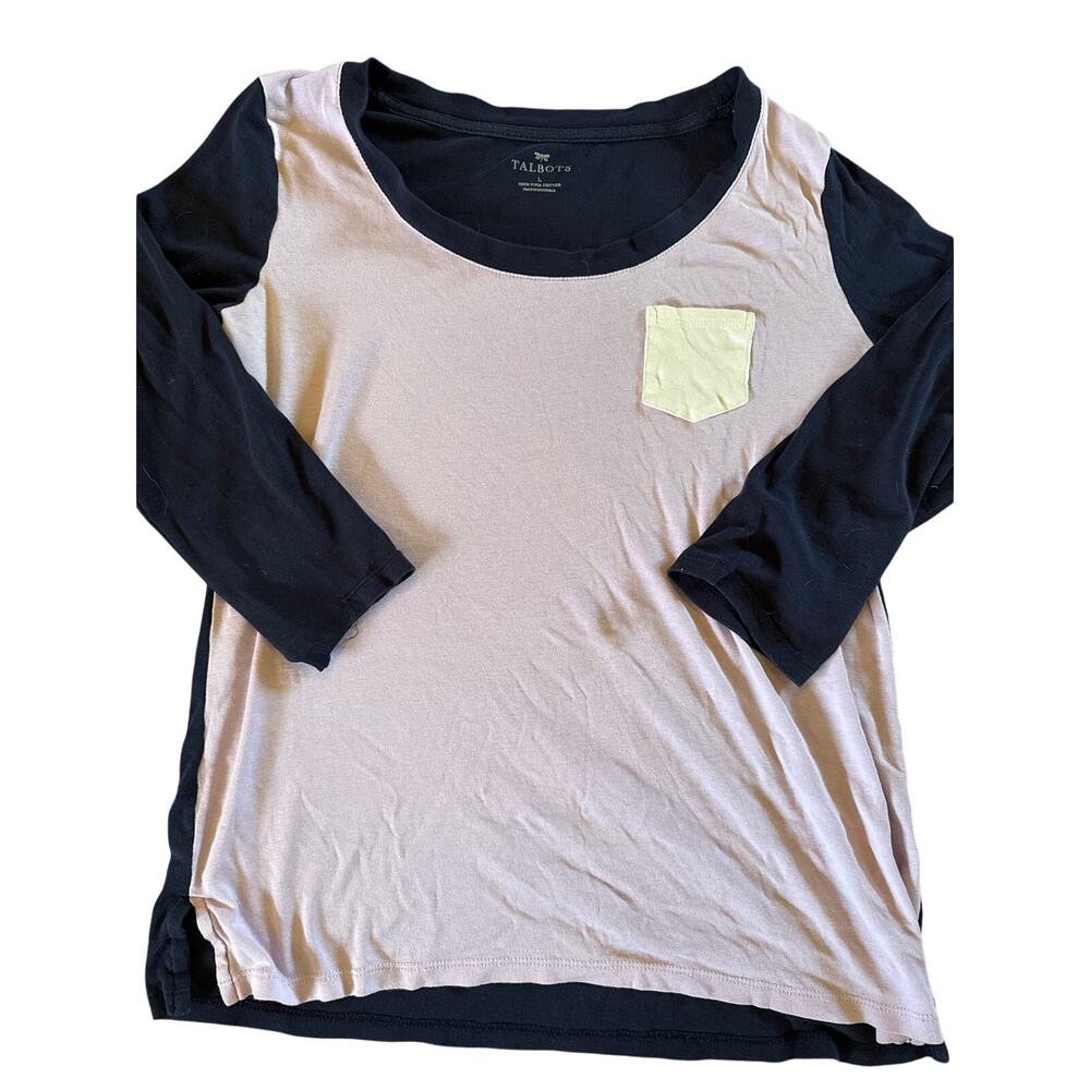 TALBOTS,  COLORBLOCK cotton top - size LARGE L